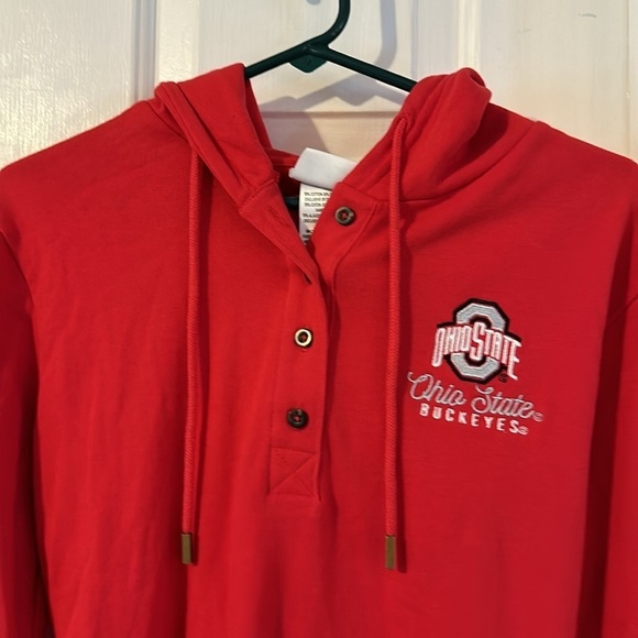 Women’s Champion Ohio State Button Up V Neck Hooded Cotton Blend Pullover Sz M - Picture 4 of 8